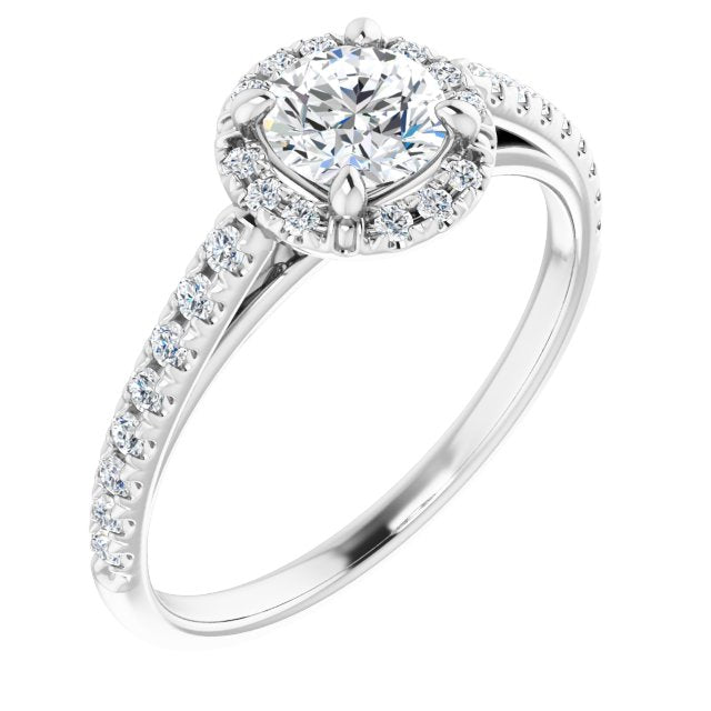 French-Set Halo-Style Engagement Ring