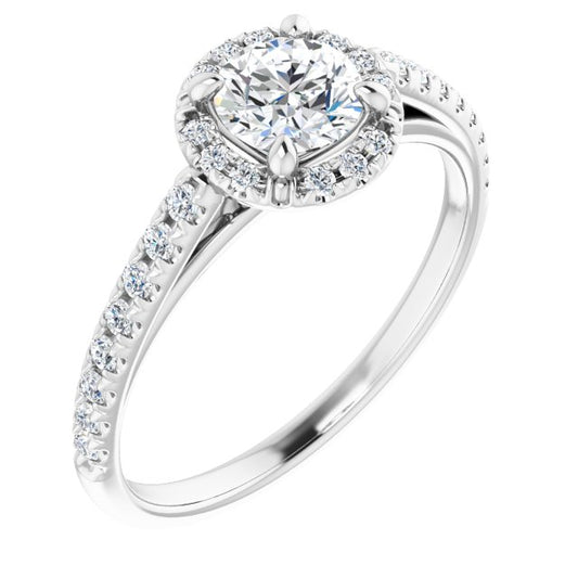 French-Set Halo-Style Engagement Ring
