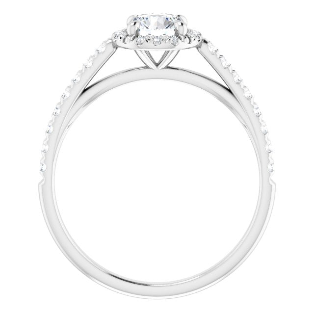 French-Set Halo-Style Engagement Ring