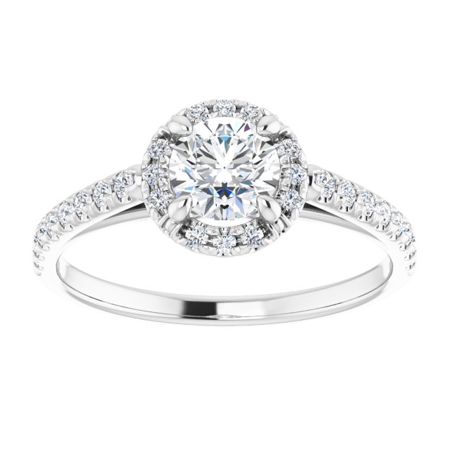 French-Set Halo-Style Engagement Ring