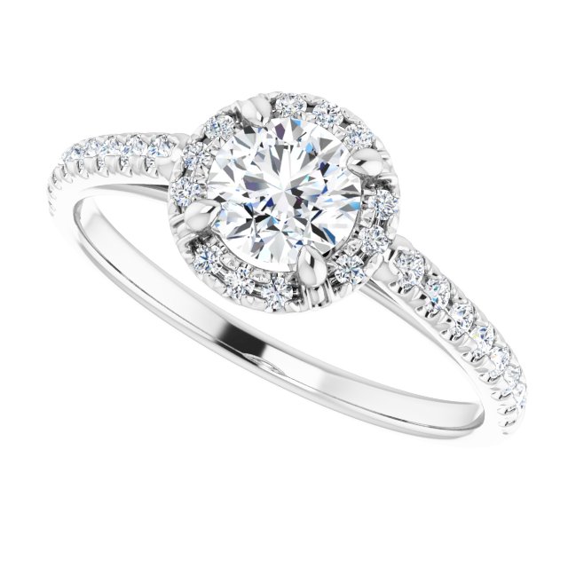 French-Set Halo-Style Engagement Ring