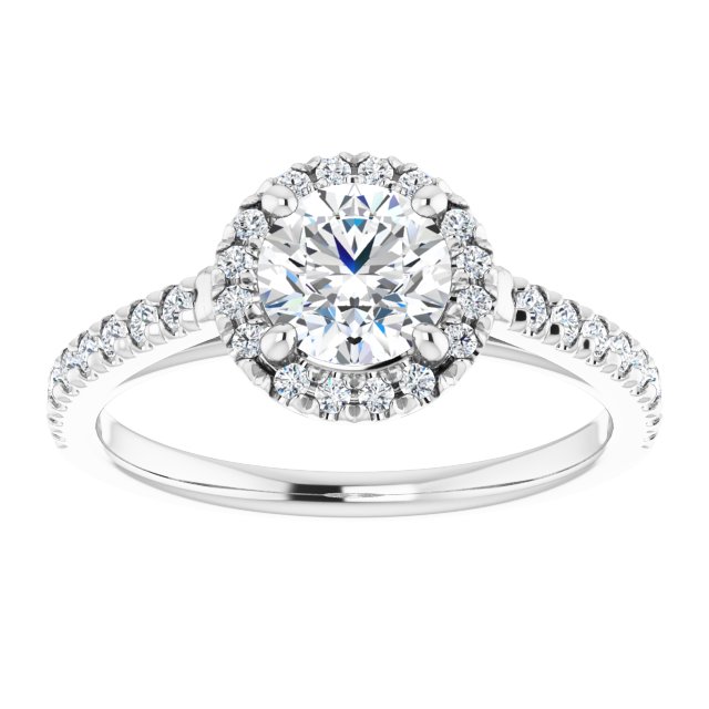 French-Set Halo-Style Engagement Ring