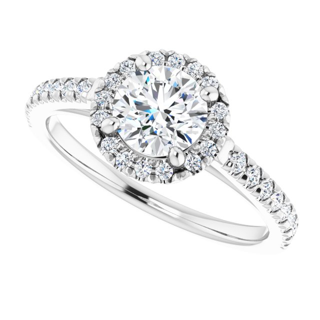 French-Set Halo-Style Engagement Ring