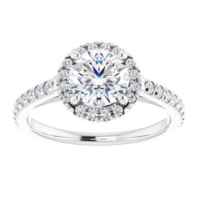French-Set Halo-Style Engagement Ring