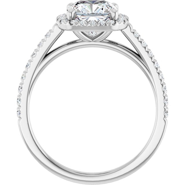 French-Set Halo-Style Engagement Ring