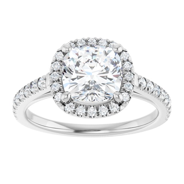 French-Set Halo-Style Engagement Ring