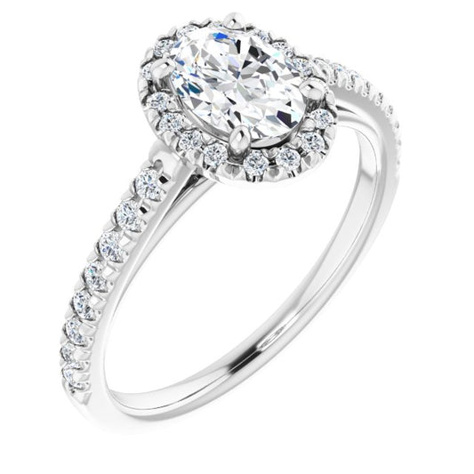French-Set Halo-Style Engagement Ring