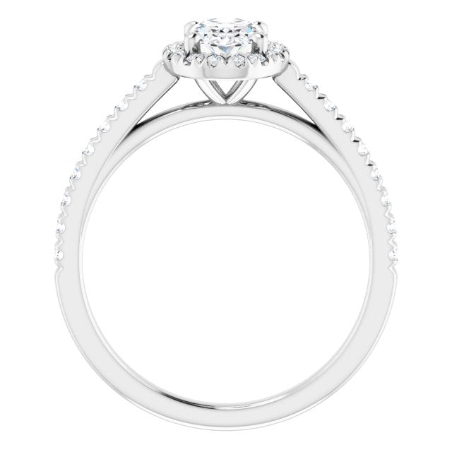 French-Set Halo-Style Engagement Ring
