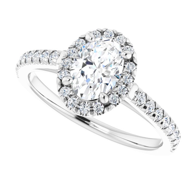 French-Set Halo-Style Engagement Ring