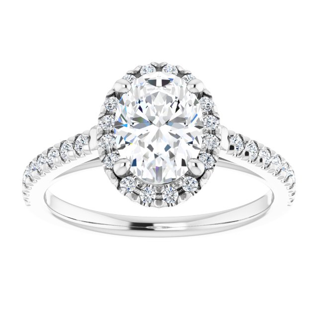 French-Set Halo-Style Engagement Ring