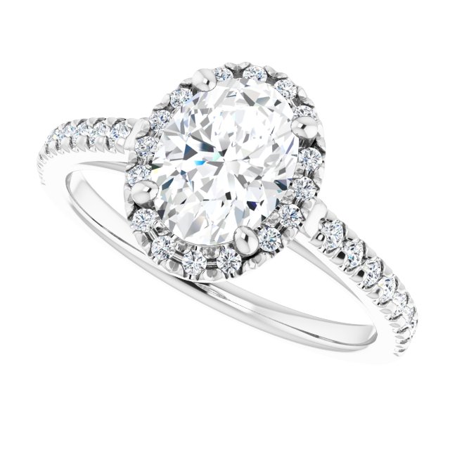 French-Set Halo-Style Engagement Ring