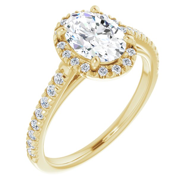 French-Set Halo-Style Engagement Ring