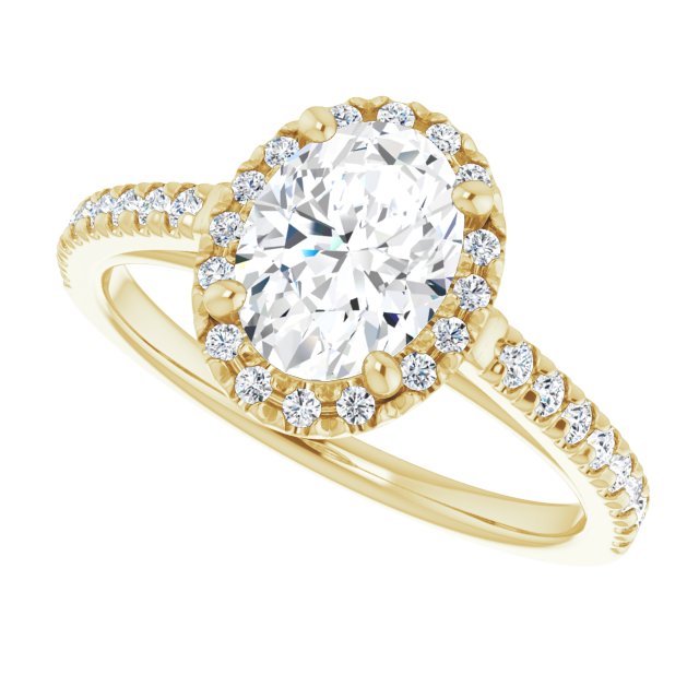 French-Set Halo-Style Engagement Ring