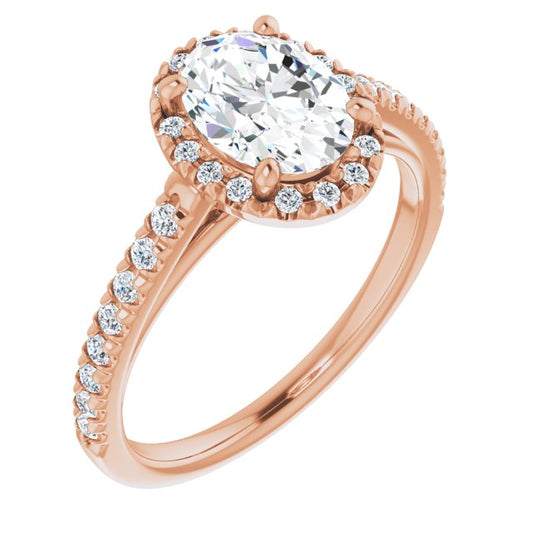 French-Set Halo-Style Engagement Ring