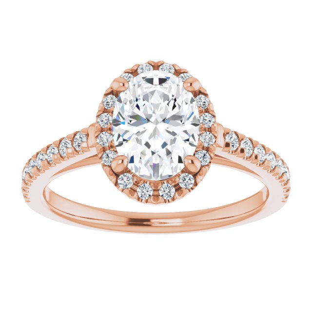 French-Set Halo-Style Engagement Ring