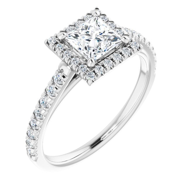 French-Set Halo-Style Engagement Ring