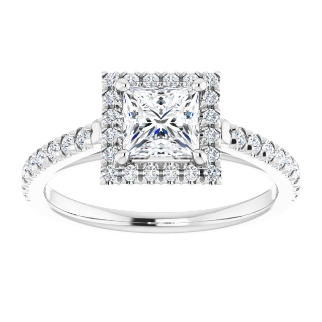 French-Set Halo-Style Engagement Ring