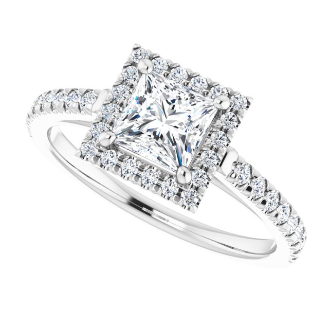 French-Set Halo-Style Engagement Ring