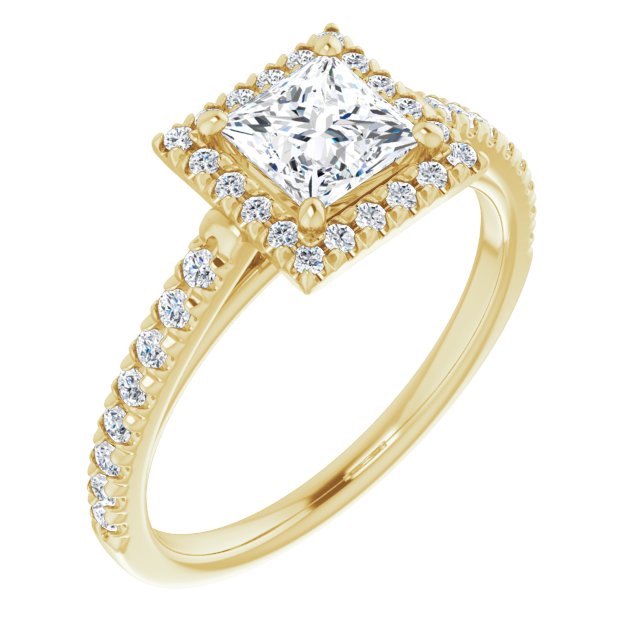French-Set Halo-Style Engagement Ring