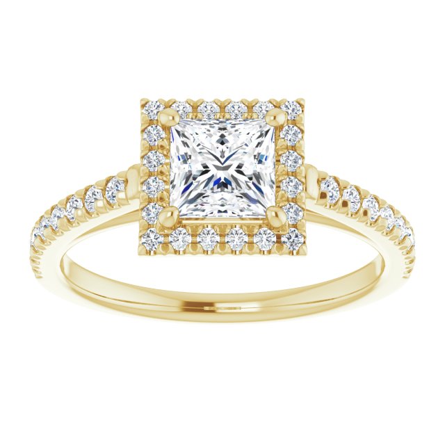 French-Set Halo-Style Engagement Ring