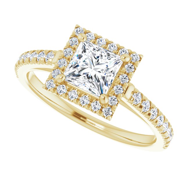 French-Set Halo-Style Engagement Ring