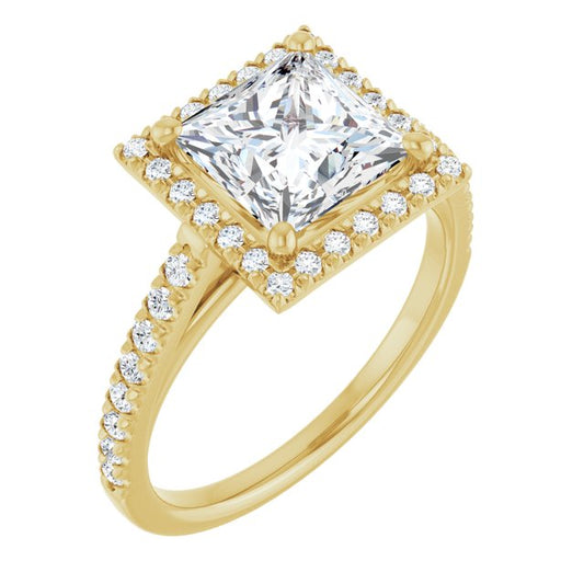 French-Set Halo-Style Engagement Ring