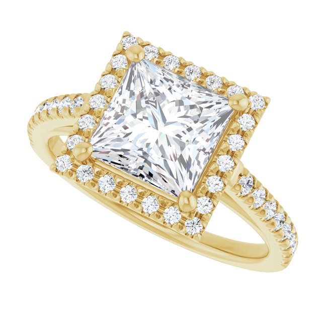 French-Set Halo-Style Engagement Ring