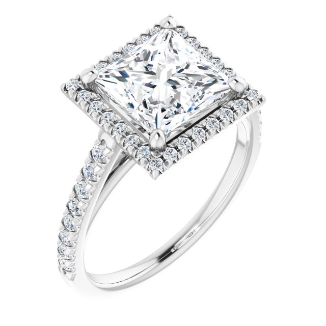French-Set Halo-Style Engagement Ring