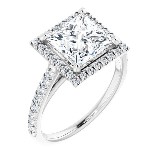 French-Set Halo-Style Engagement Ring
