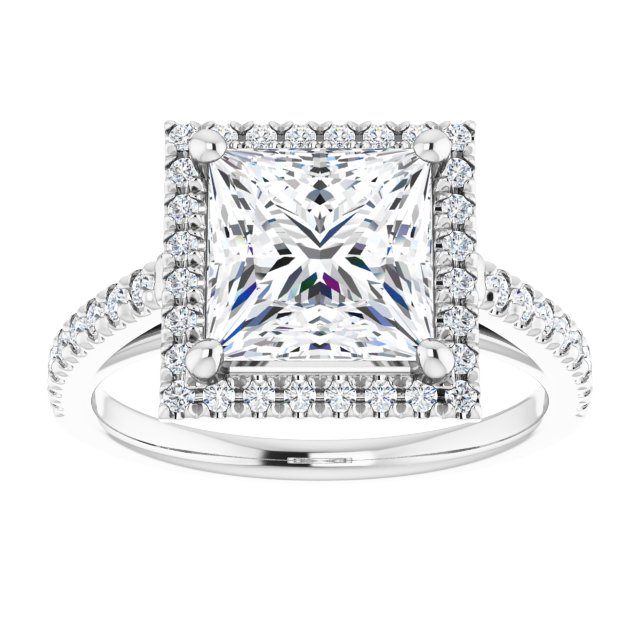 French-Set Halo-Style Engagement Ring