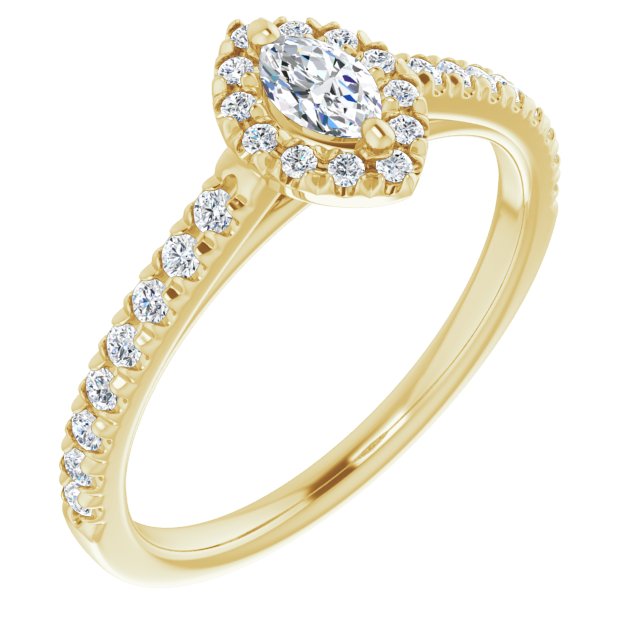 French-Set Halo-Style Engagement Ring