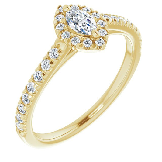 French-Set Halo-Style Engagement Ring