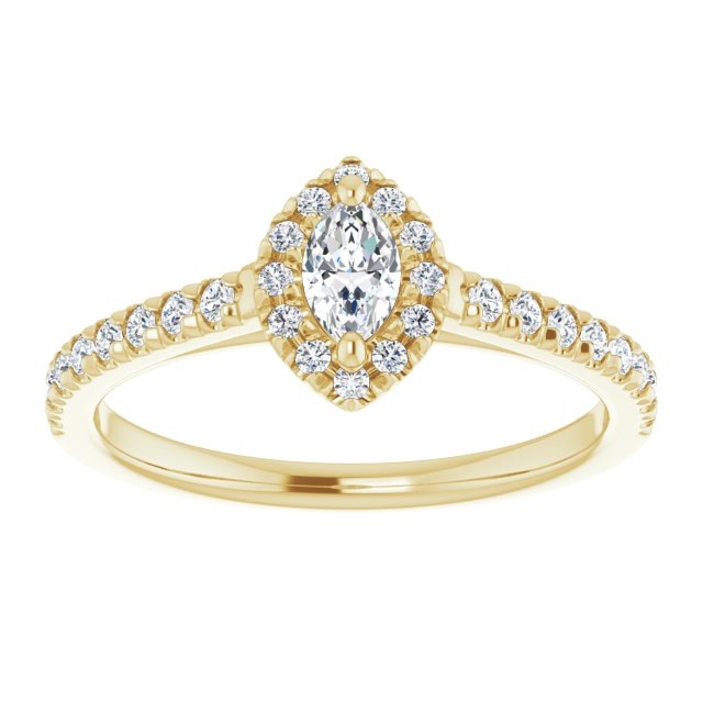 French-Set Halo-Style Engagement Ring