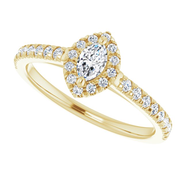 French-Set Halo-Style Engagement Ring