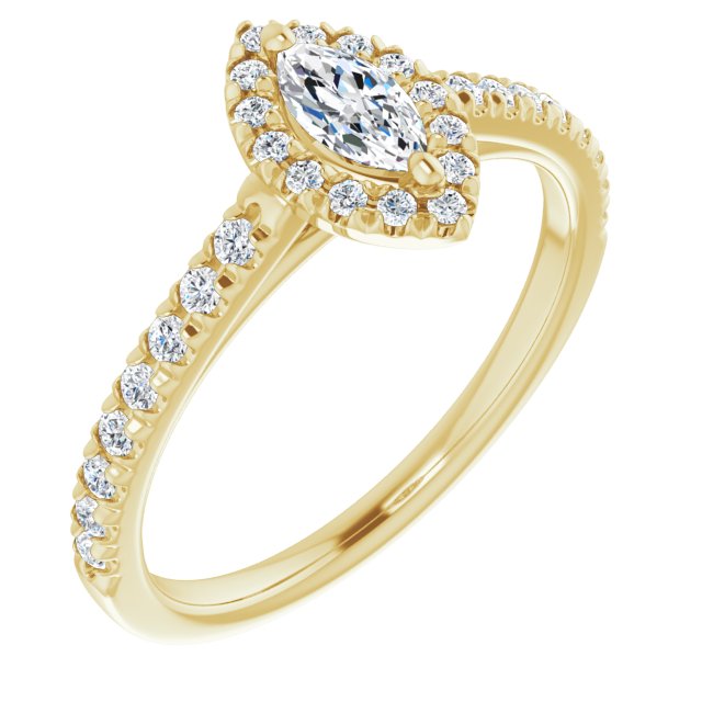 French-Set Halo-Style Engagement Ring