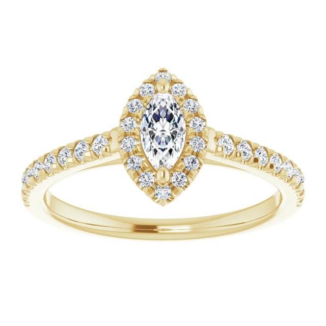 French-Set Halo-Style Engagement Ring