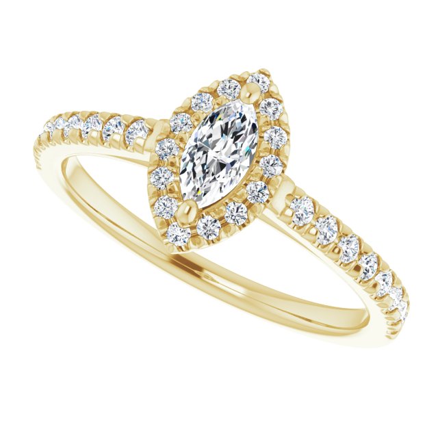 French-Set Halo-Style Engagement Ring