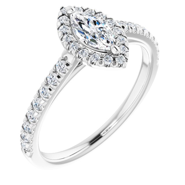 French-Set Halo-Style Engagement Ring