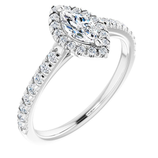French-Set Halo-Style Engagement Ring