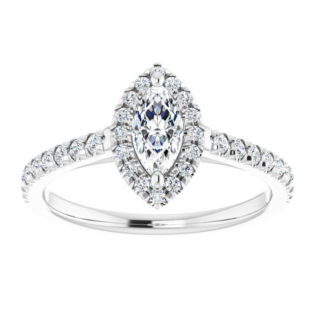 French-Set Halo-Style Engagement Ring
