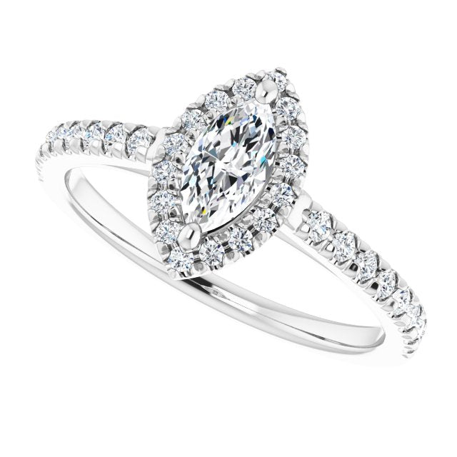 French-Set Halo-Style Engagement Ring