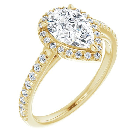 French-Set Halo-Style Engagement Ring