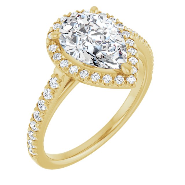 French-Set Halo-Style Engagement Ring