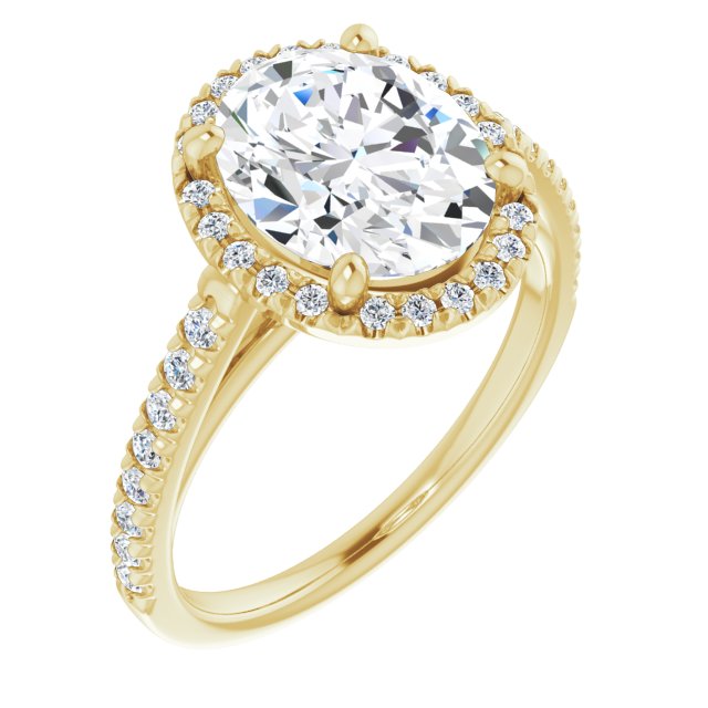 French-Set Halo-Style Engagement Ring