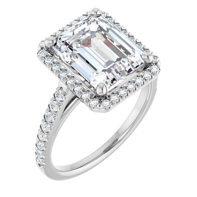 French-Set Halo-Style Engagement Ring