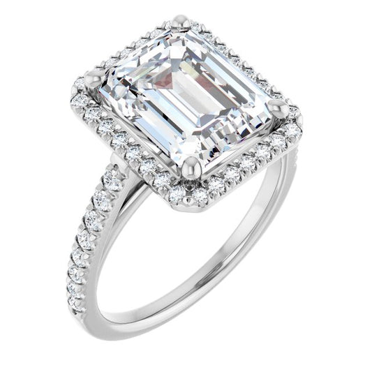 French-Set Halo-Style Engagement Ring