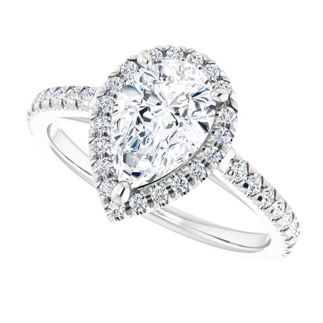 French-Set Halo-Style Engagement Ring