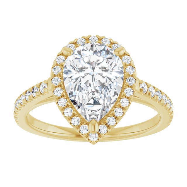 French-Set Halo-Style Engagement Ring