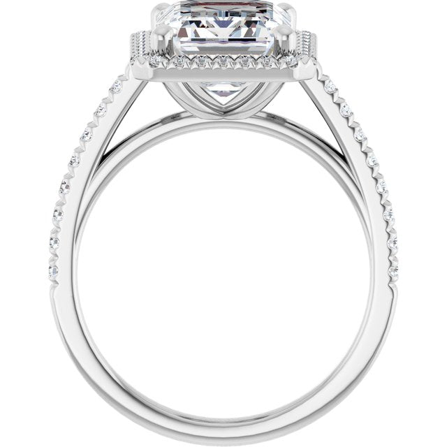 French-Set Halo-Style Engagement Ring
