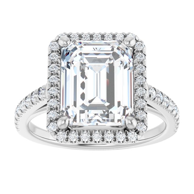 French-Set Halo-Style Engagement Ring